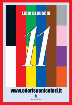 Cover of the book: 11 smell, sounds and colors. The cover is a puzzle consisting of 11 colored tiles that make up the book.